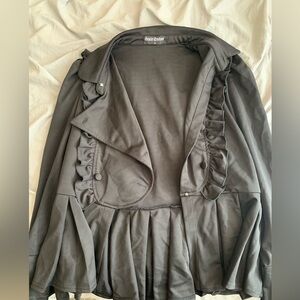 Scarlet Darkness Black Military Style Button Up Blouse Ruffles Long Sleeve